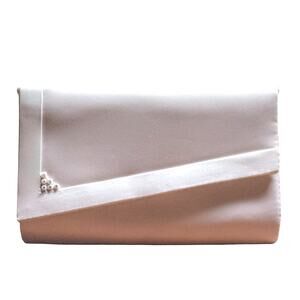 White Ivory Satin Wedding Formal Purse Prom Clutch VINTAGE 70's Crossbody Bag